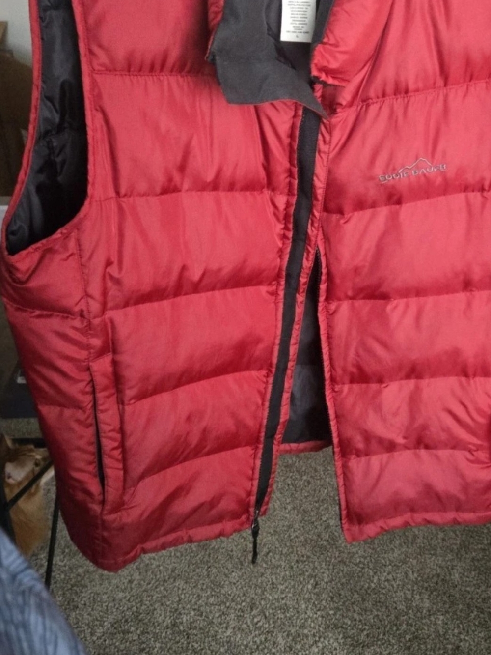 Mens L Eddie Bauer Red Quilted Puffer Jacket